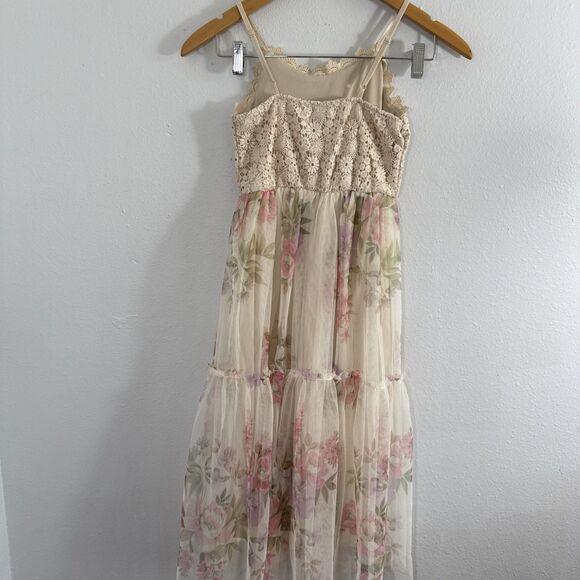 Zunie Dress Kids Floral 8 Tulle Tiered Ball Gown Formal Party Holiday - Picture 6 of 10